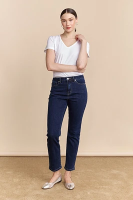 Jean taille haute écourté