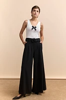 High waist extra wide leg fluid pant