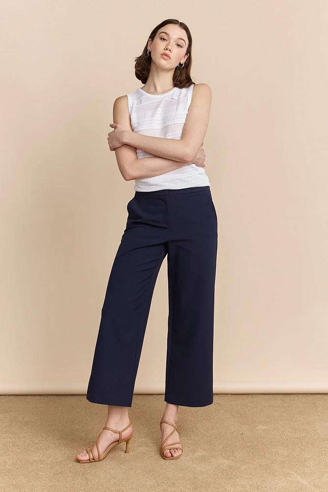 Wide leg high waist cropped pant