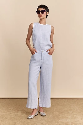 Wide leg crop linen pants