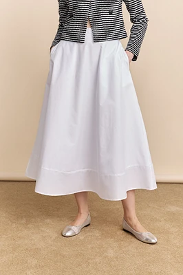 Jupe popeline à taille élastique