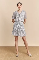 Floral printed skirt with frills