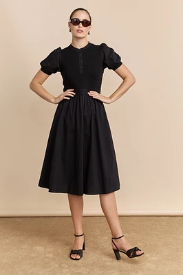 Fit & flare dress with puffy sleeves