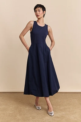 Mixed-fabric balloon dress