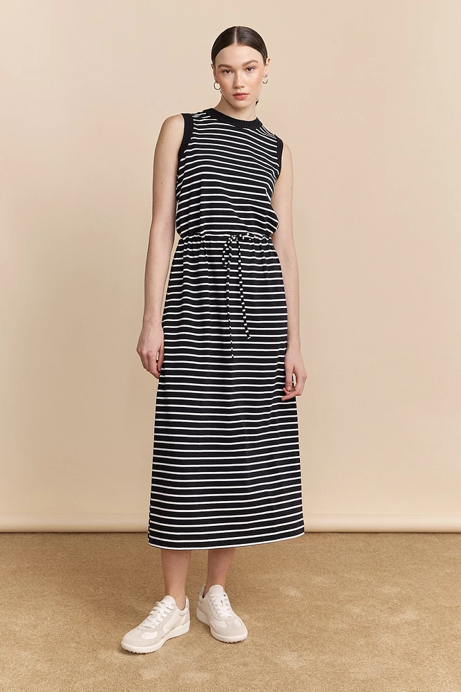 Longue robe en jersey rayé