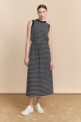 Longue robe en jersey rayé