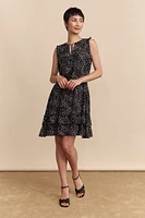 Printed floral fluid dress with frills