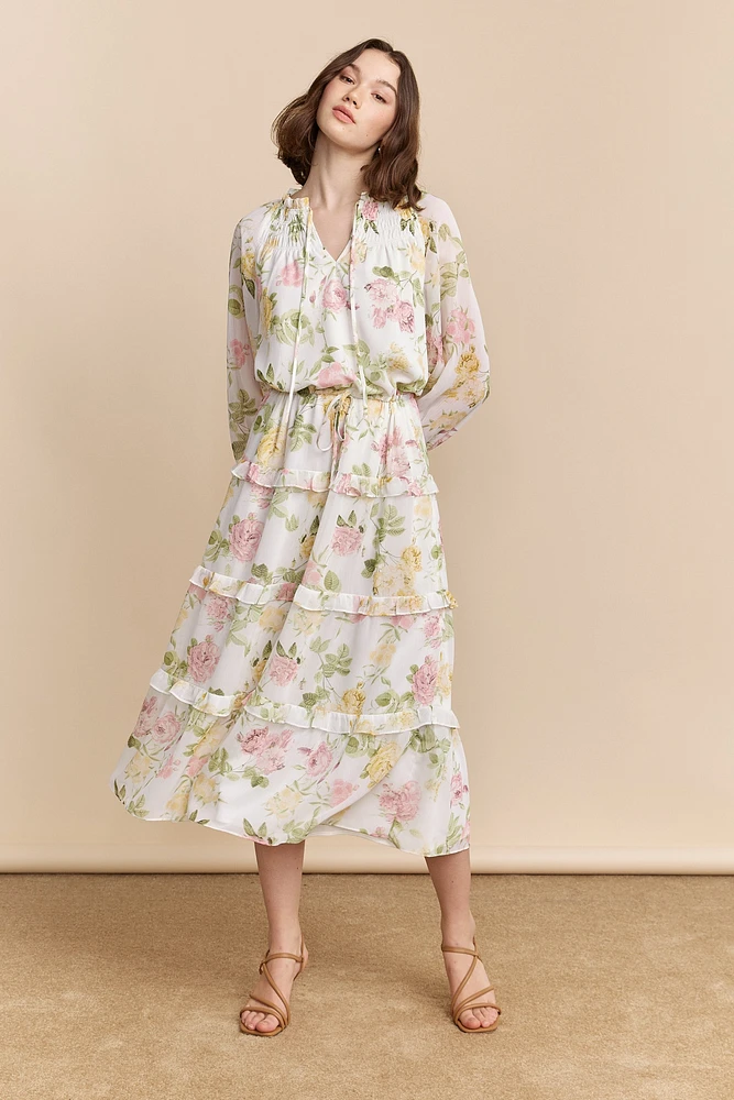 Robe à imprimé floral volants