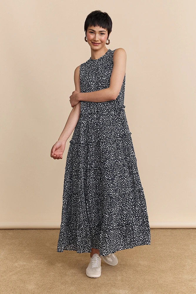Robe maxi sans manches à imprimé