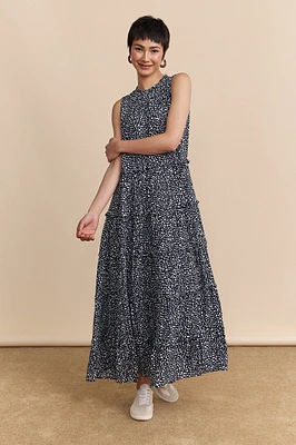 Robe maxi sans manches à imprimé