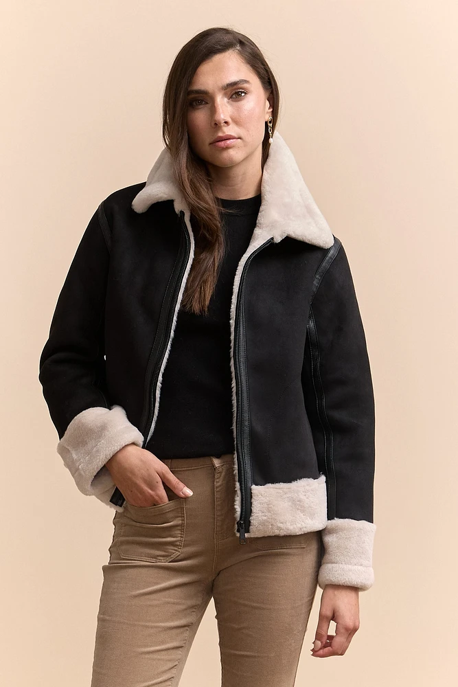 Manteau en faux mouton renversé