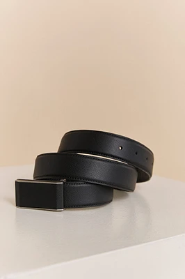 Plate buckle leather belt