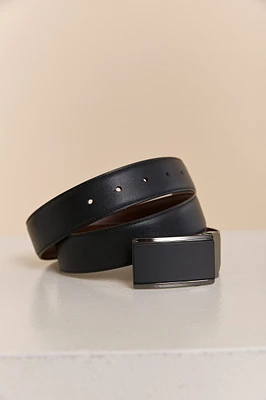 Ceinture en cuir réversible avec plaque