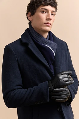 Knitted cuffs leather gloves