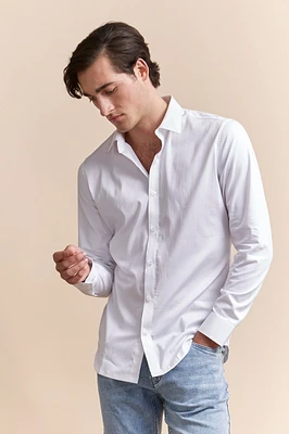 Jersey back & sleeve fitted shirt