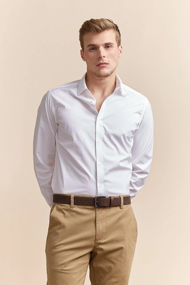 Semi-Fitted stretch poplin shirt