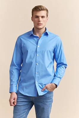 Semi-Fitted stretch poplin shirt