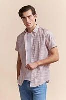 Printed poplin semi-fitted shirt