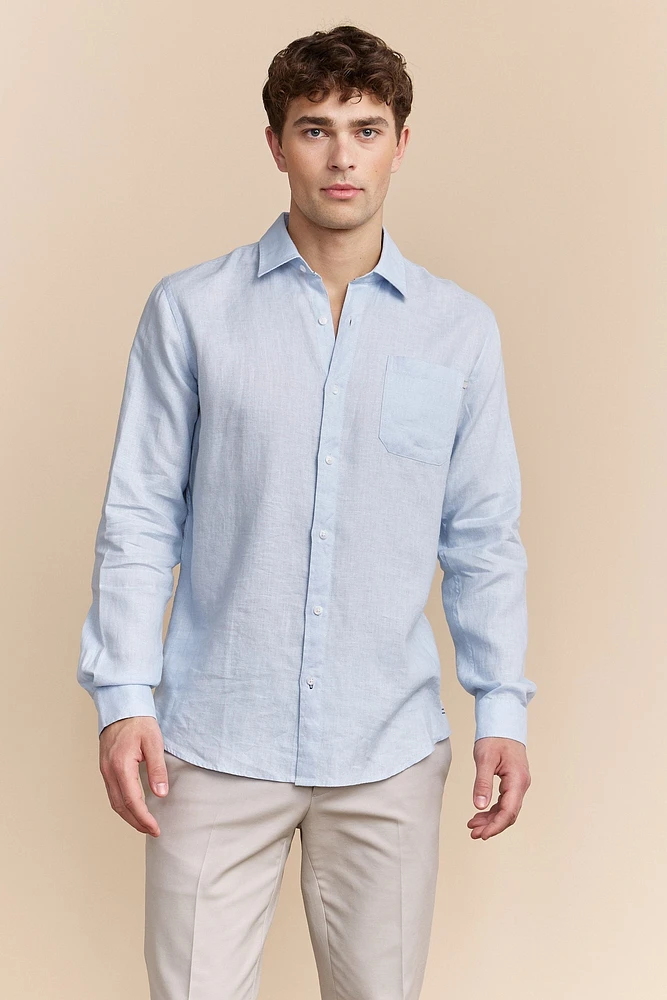 Semi-fitted linen shirt