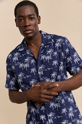 Chemise à imprimé de palmiers