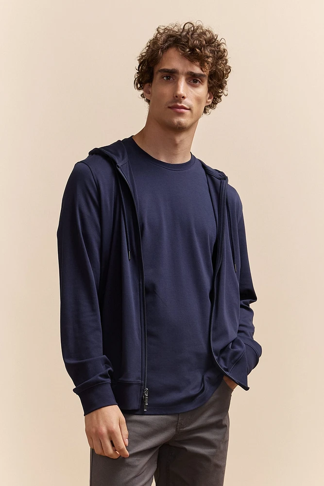 Hooded pima cotton cardigan