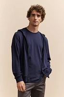 Hooded pima cotton cardigan