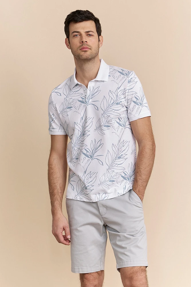 Polo imprimé feuillage