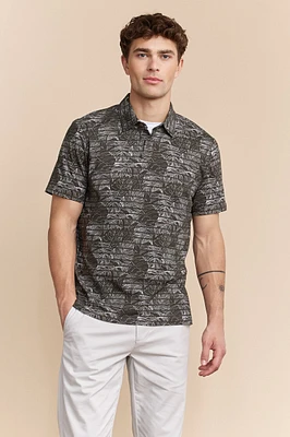 Polo rayé à imprimé tropical