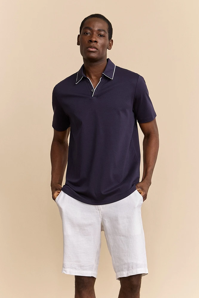 Polo col henley en coton mercerisé