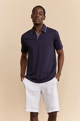 Polo col henley en coton mercerisé