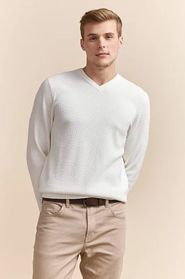Pull texturé col en V