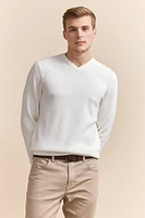 Pull texturé col en V