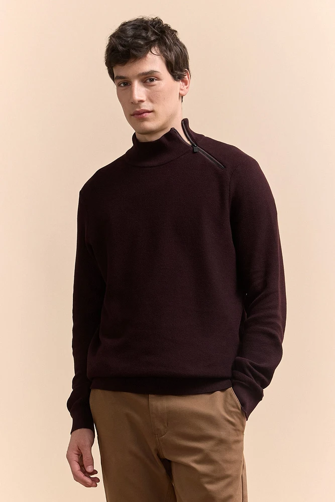 Mock neck sweater with zip