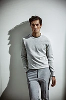 Textured crew neck sweater