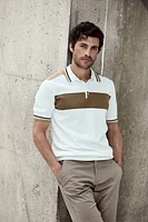 Polo en tricot bloc de couleurs