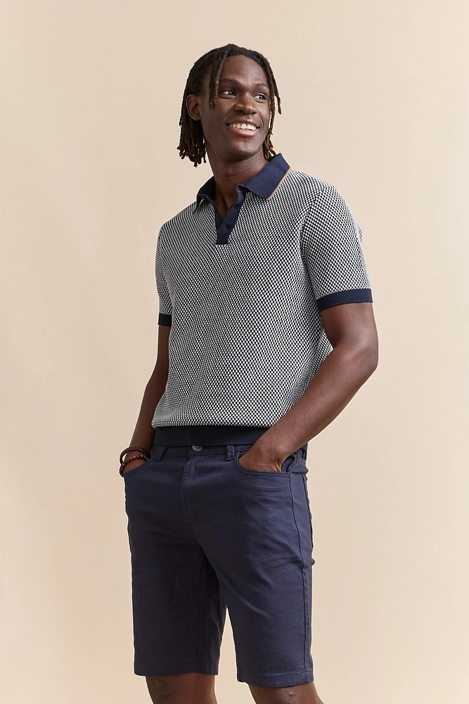 Polo en tricot texturé 2 tons