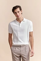 Polo en tricot rayures verticales texturées