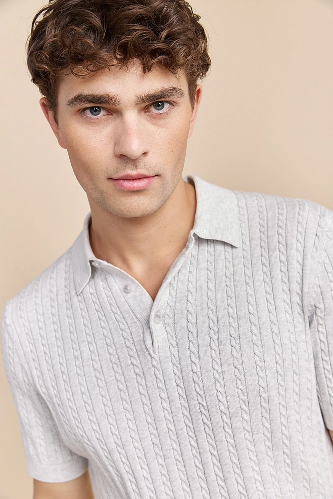 Polo en tricot à cables