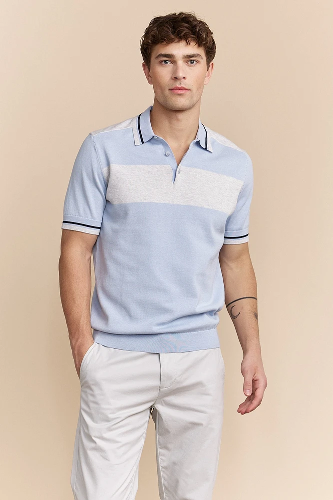 Polo en tricot bloc de couleurs