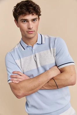 Colour block knit polo