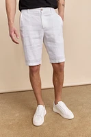 Elastic waistband linen bermuda