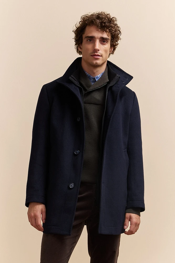 Manteau mélange de cachemire avec col amovible