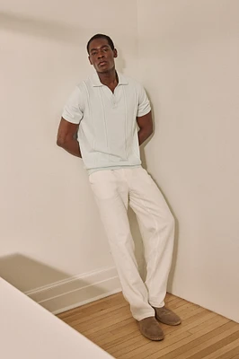 Linen pant with elastic sides