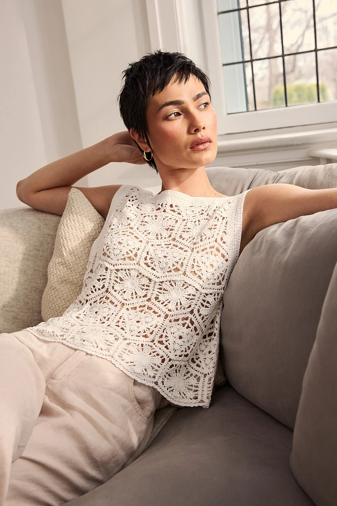 Haut blanc en crochet