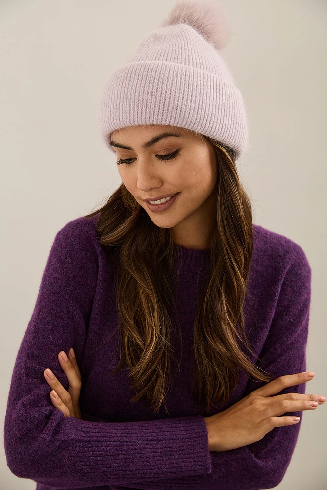 Angora melange beanie with rem