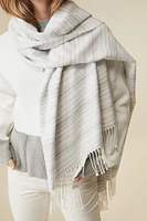 Striped scarf with fringe