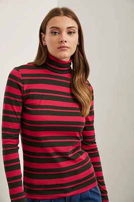 Striped turtleneck top