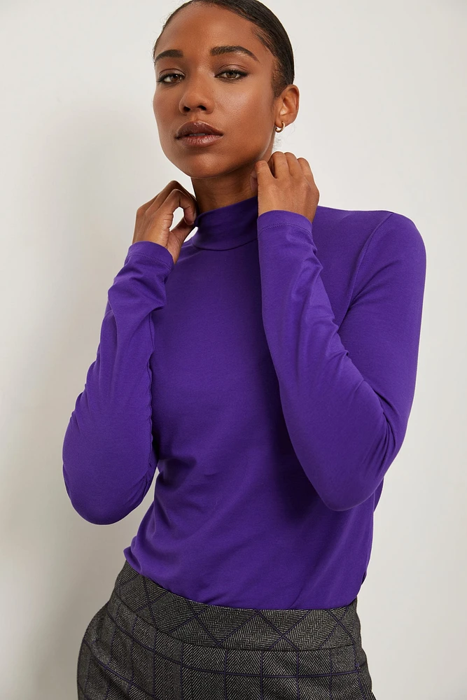 Mock neck jersey top