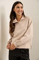 Cropped Sweatshirt With Front Zipper