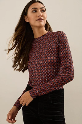 Printed Crew Neck Top